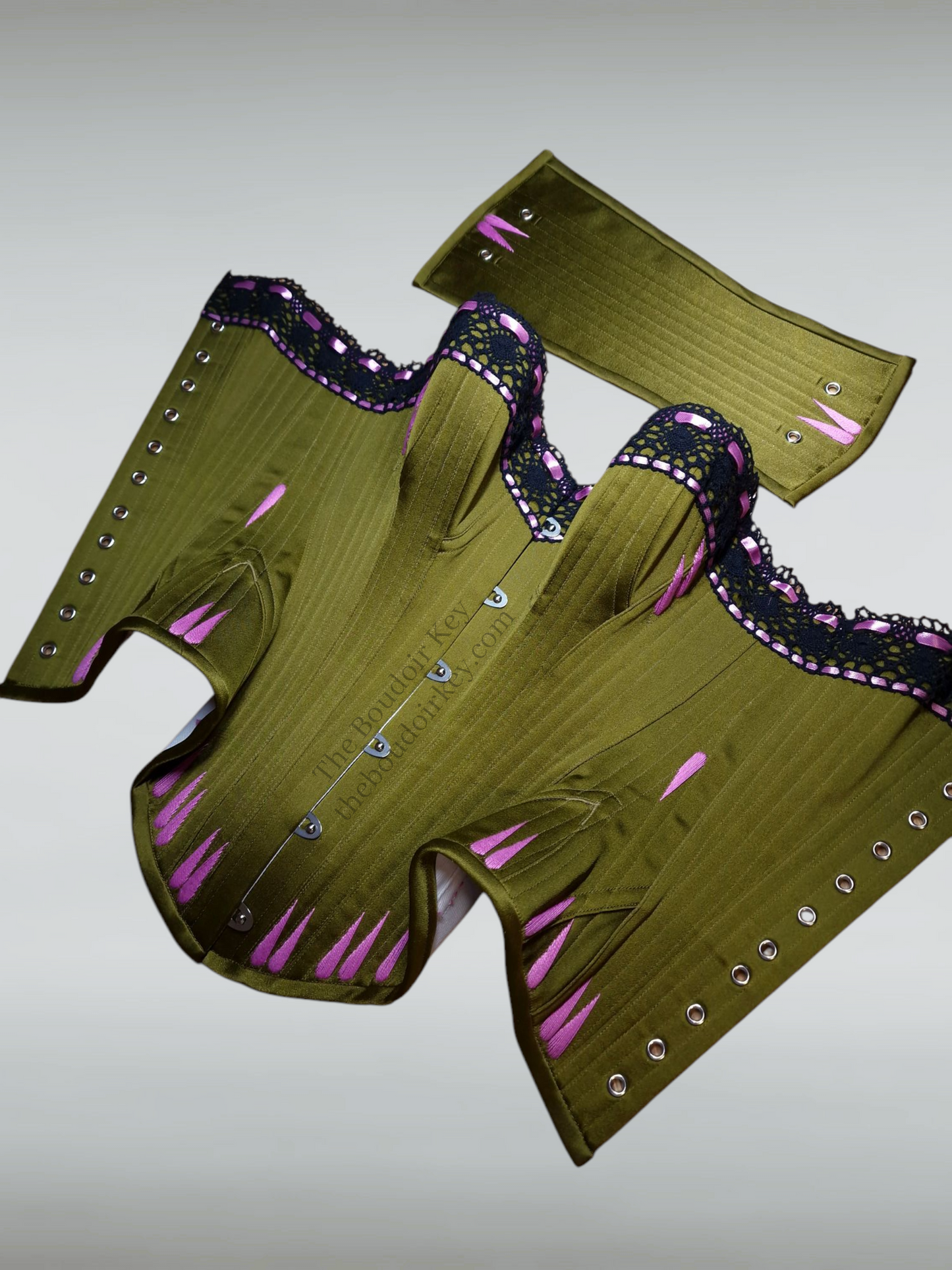 READY TO SHIP - Size XS (C cup) - "Elira" Late Victorian Satin Corset + Modesty Panel