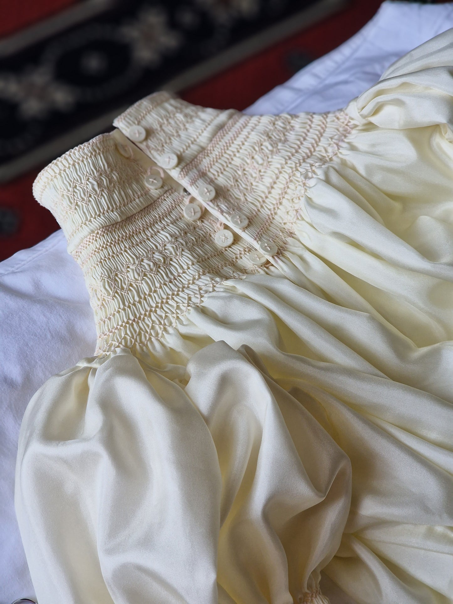 "Belle" Edwardian Hand-Embroidered Silk Smocked Blouse