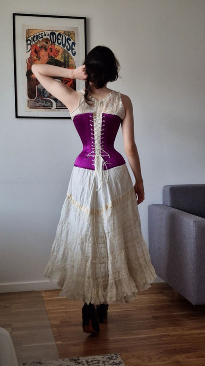 Ready To Ship 100% Linen "Isabelle" Victorian Corset Pastel Lavender