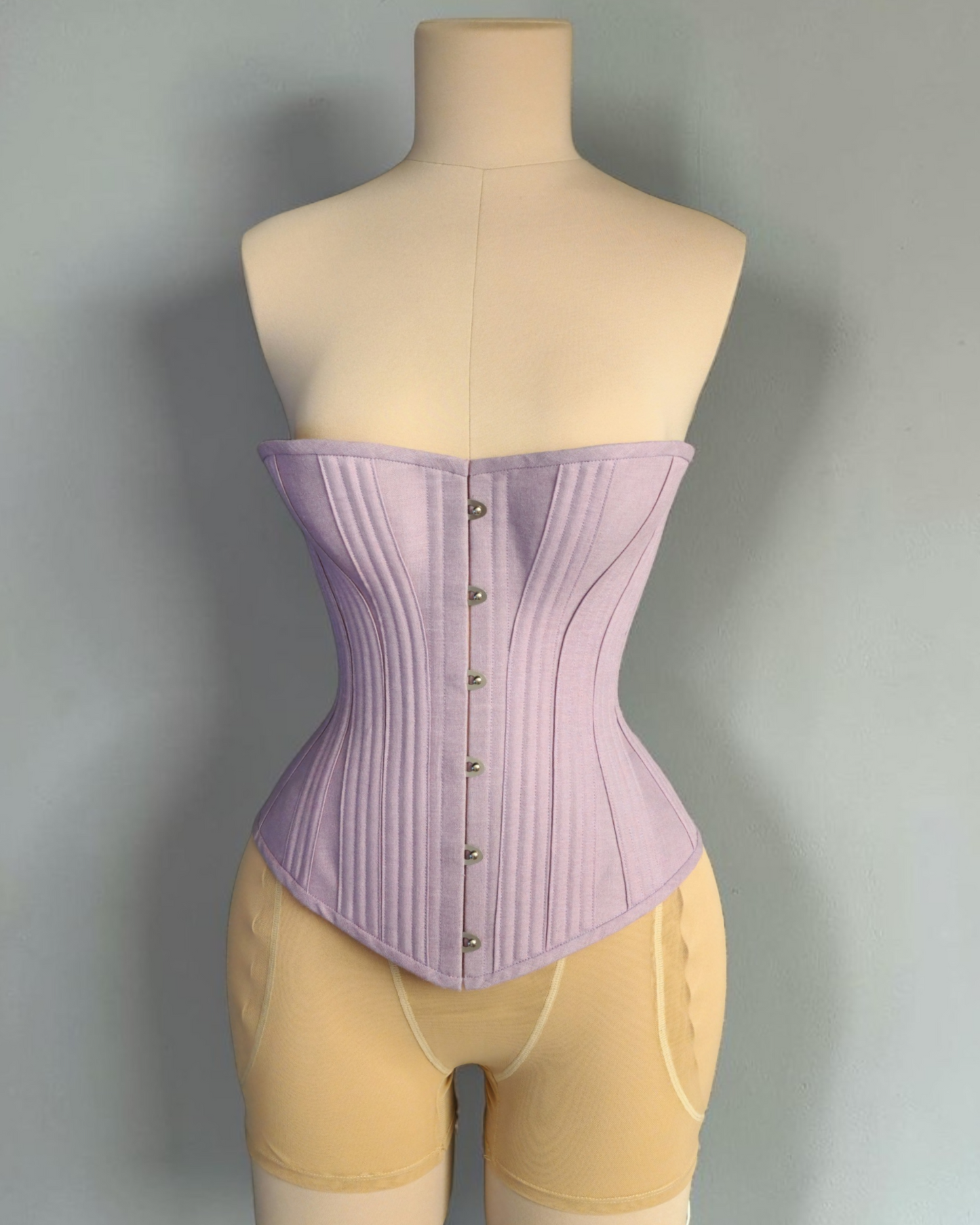 Ready To Ship 100% Linen "Isabelle" Victorian Corset Pastel Lavender