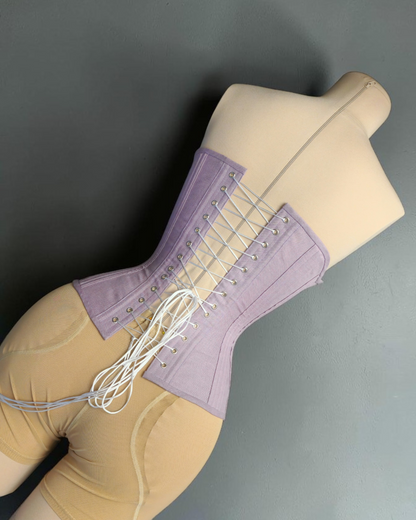 Ready To Ship 100% Linen "Isabelle" Victorian Corset Pastel Lavender